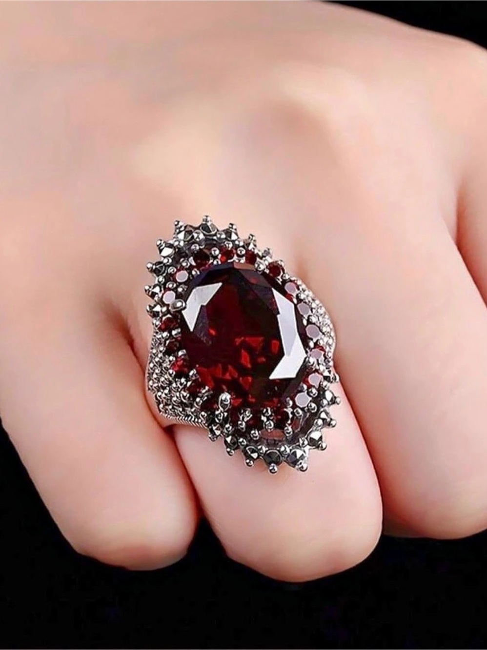 Red Oval Statement Ring Like New